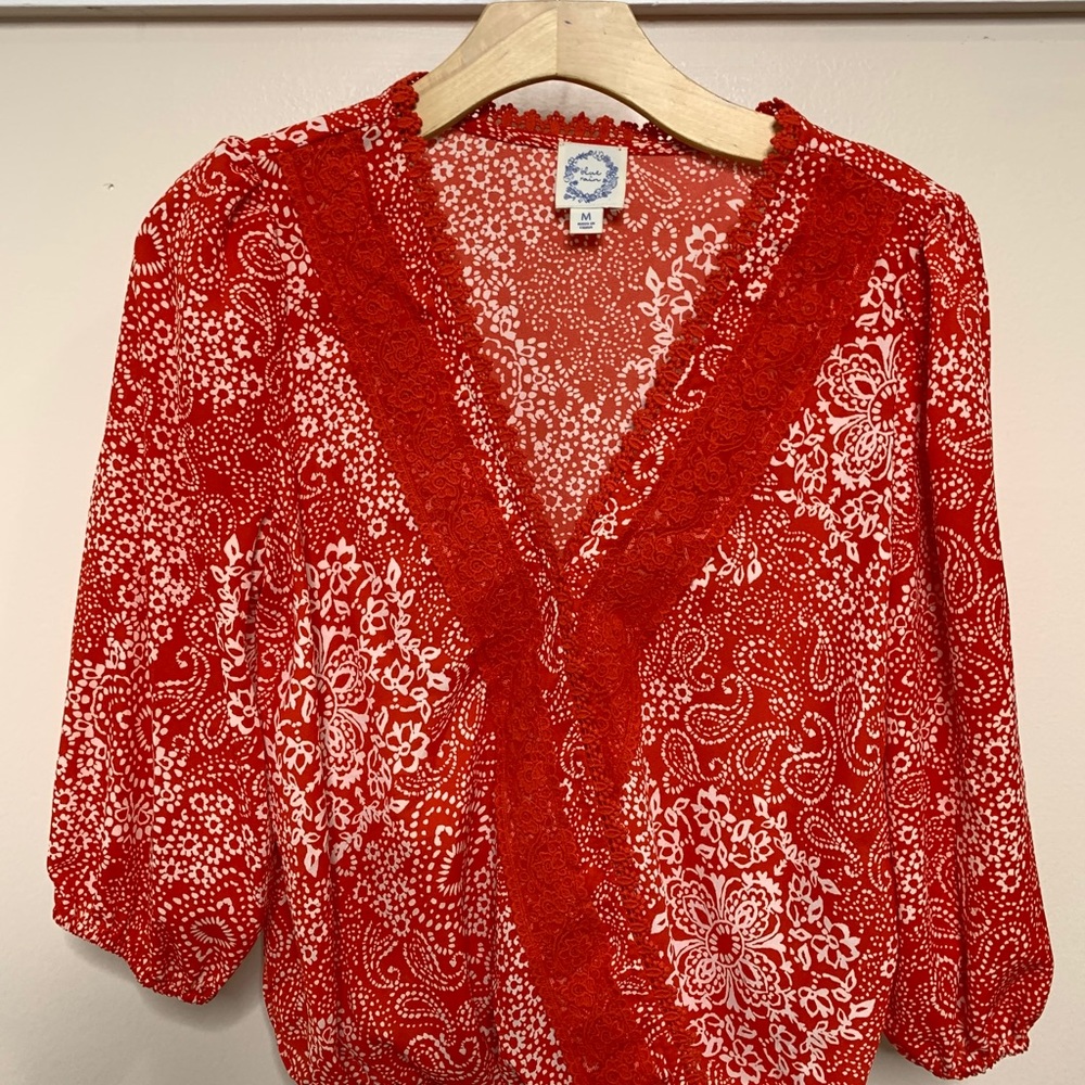 Pretty Orange Blue Rain Blouse